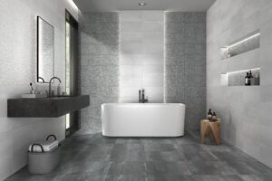 Ideas de combinaciones de gris de azulejos para baños